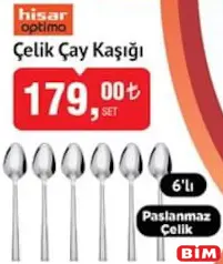 HİSAR OPTİMA ÇELİK ÇAY KAŞIĞI 6'LI